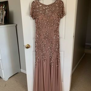 Adrianna Papell Rose Gold Sequin Gown Mother of Bride